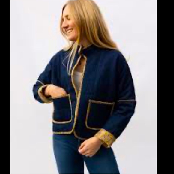 Adorn Jackets & Blazers - Adorn Quilted Denim Jacket Floral Lined S/M